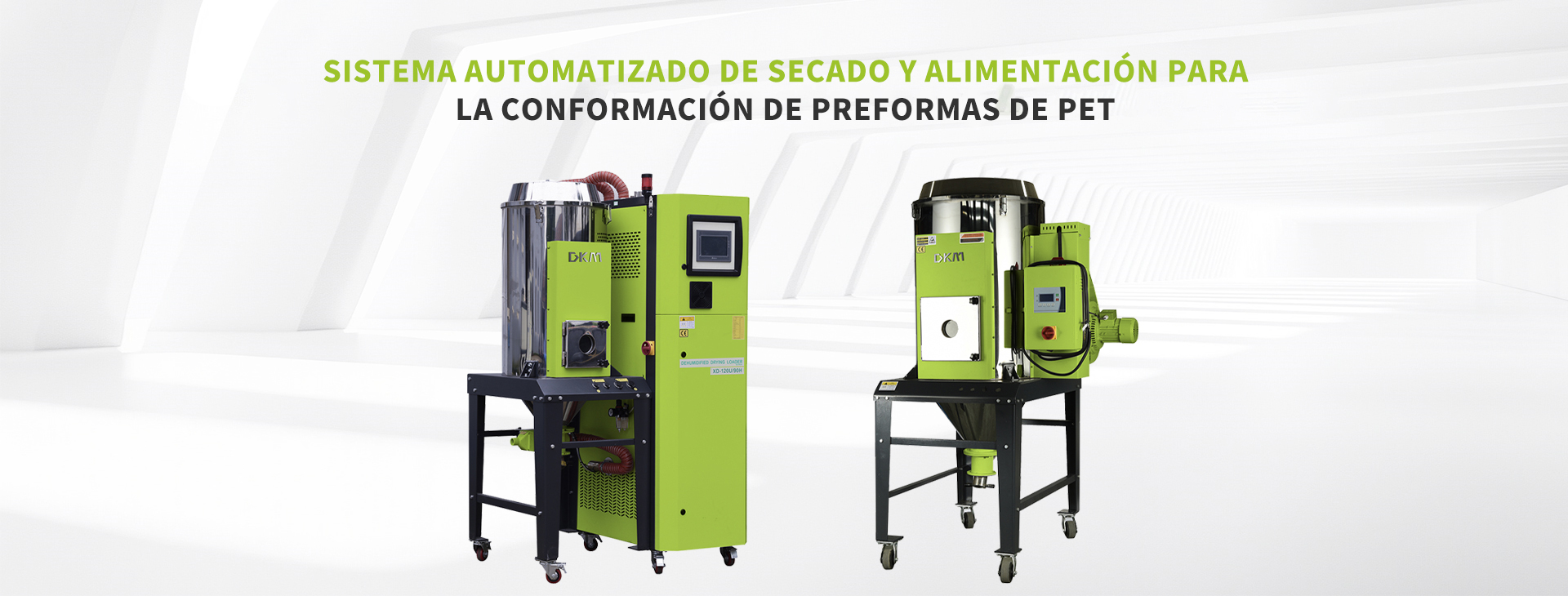 Sistema automático de alimentación y secado de preformas de PET